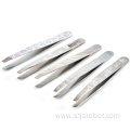 Hot sell women beauty cosmetic tools custom stainless steel slant tip eyebrow tweezers